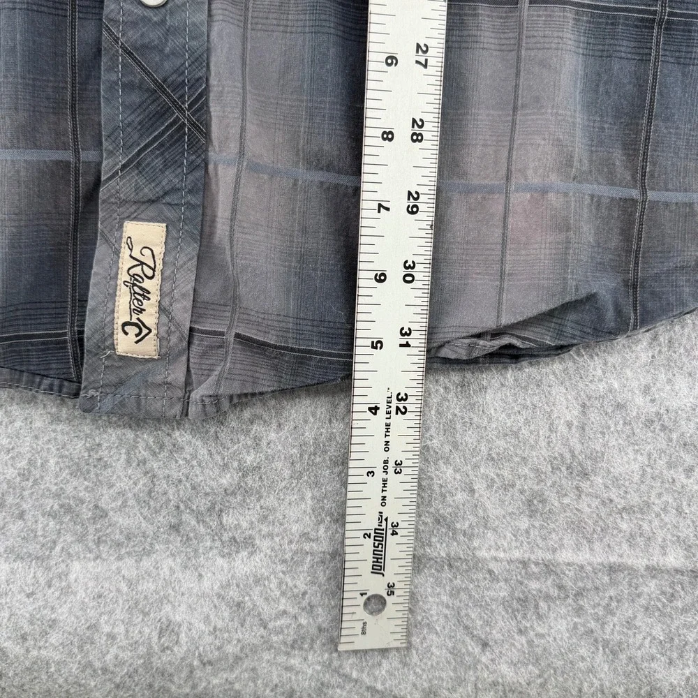 Rafter C Cavenders Mens Grey Plaid Western Pearl Snap Long Sleeve Shirt XL